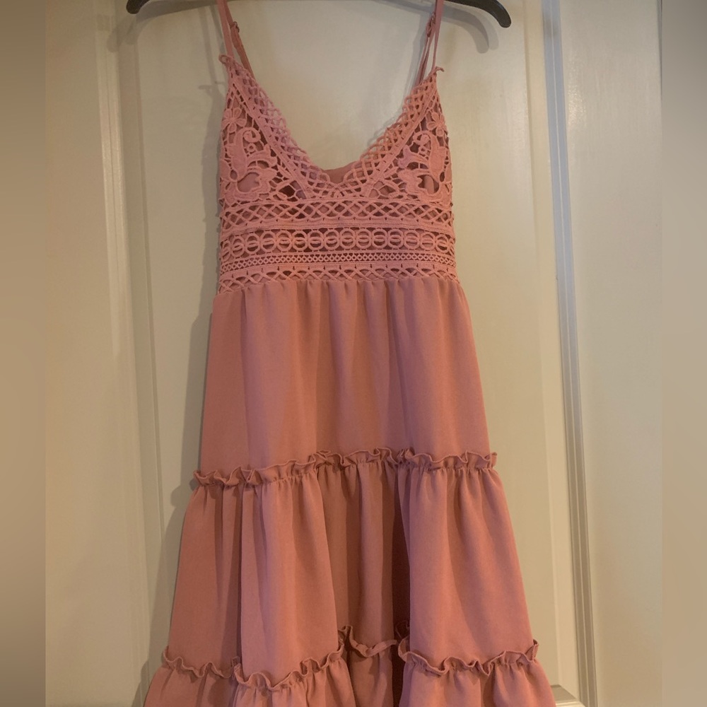 Shein summer dress, wedding guest dress, dusty rose